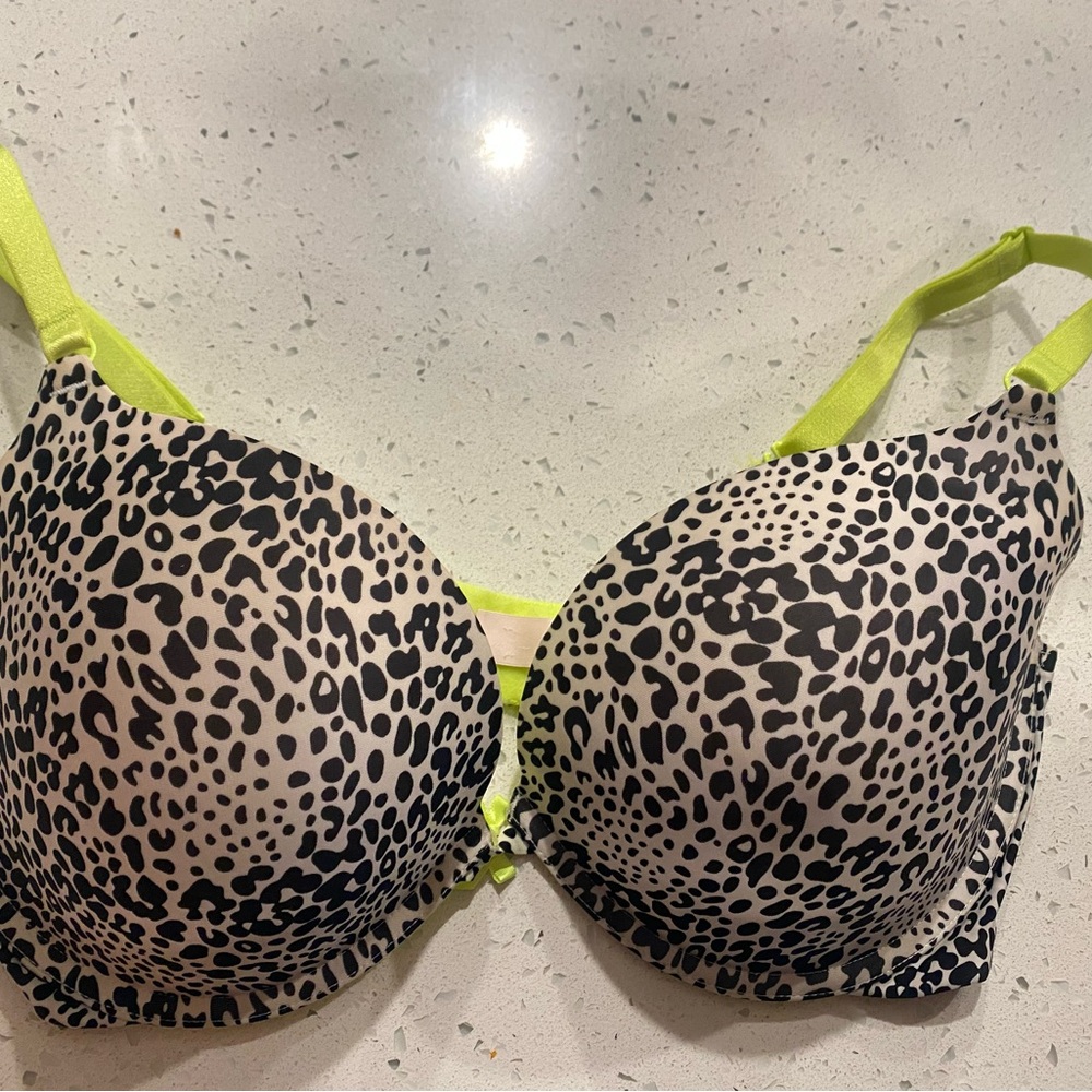 Victoria's Secret Animal Print Bra with Lime Straps